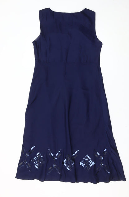 Edina Ronay Women’s Blue Silk A-Line Cocktail Dress Size 12