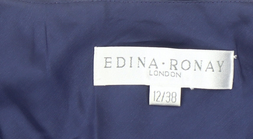 Edina Ronay Women’s Blue Silk A-Line Cocktail Dress Size 12