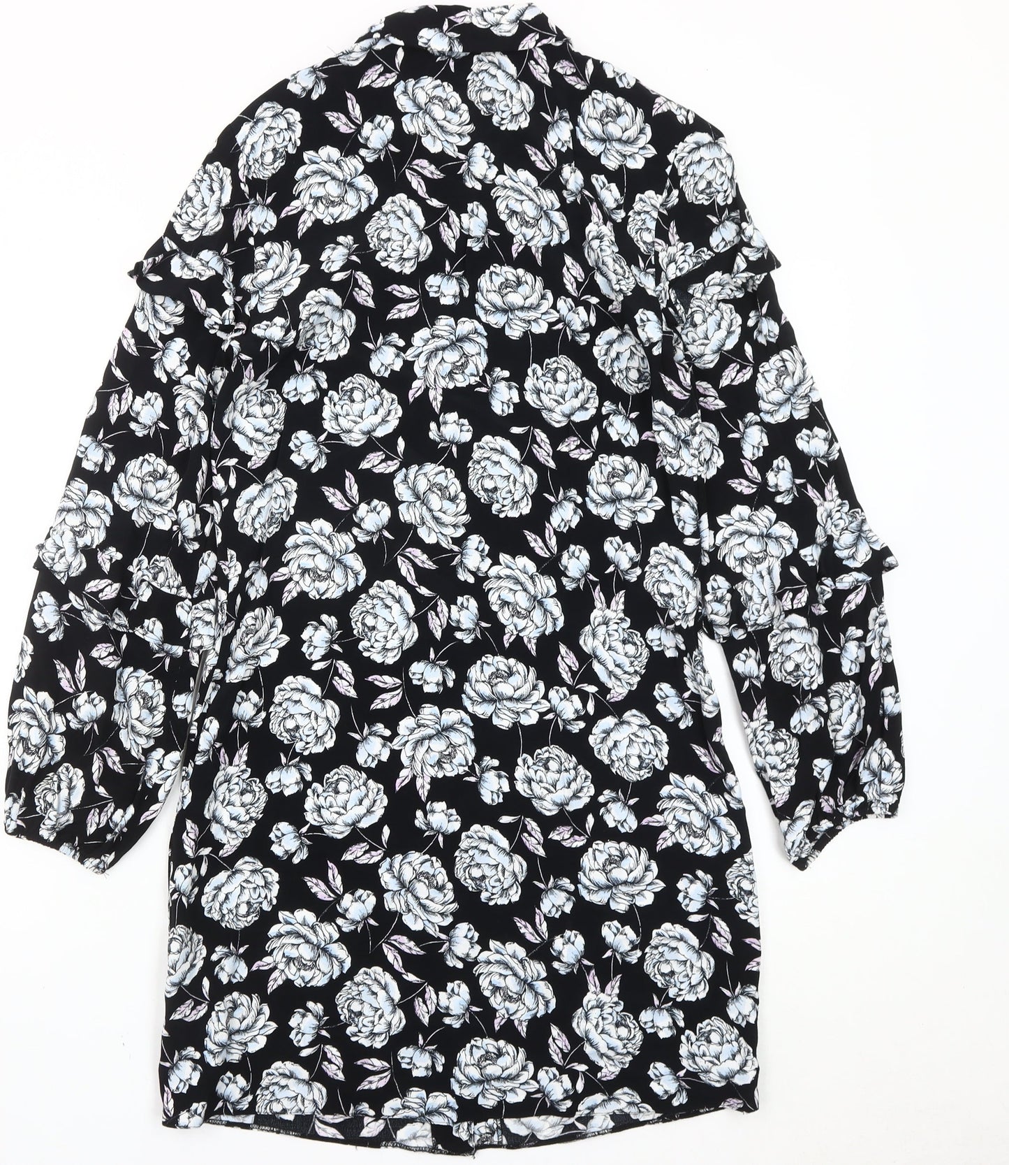 Miss Selfridge Women’s Black Floral Shirt Dress Size 8 Viscose