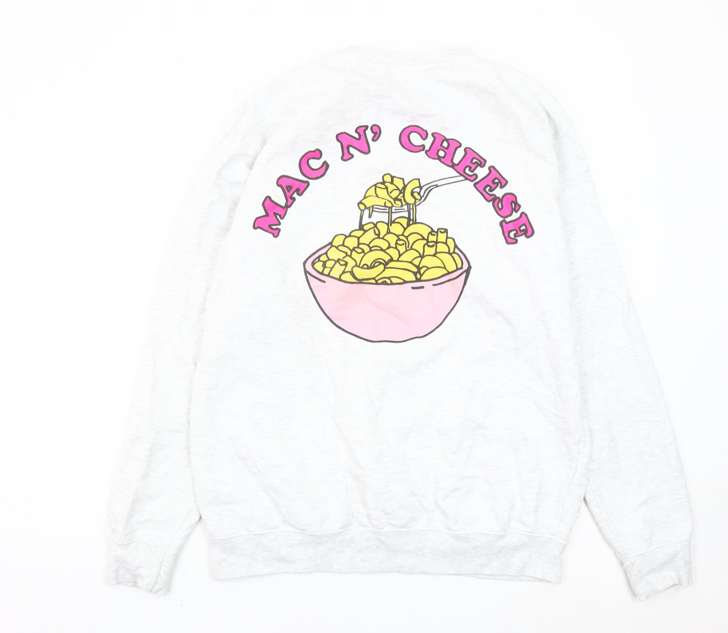 New Love Club Unisex White Mac N Cheese Sweatshirt L Graphic Pullover