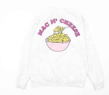 New Love Club Unisex White Mac N Cheese Sweatshirt L Graphic Pullover
