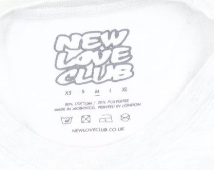 New Love Club Unisex White Mac N Cheese Sweatshirt L Graphic Pullover