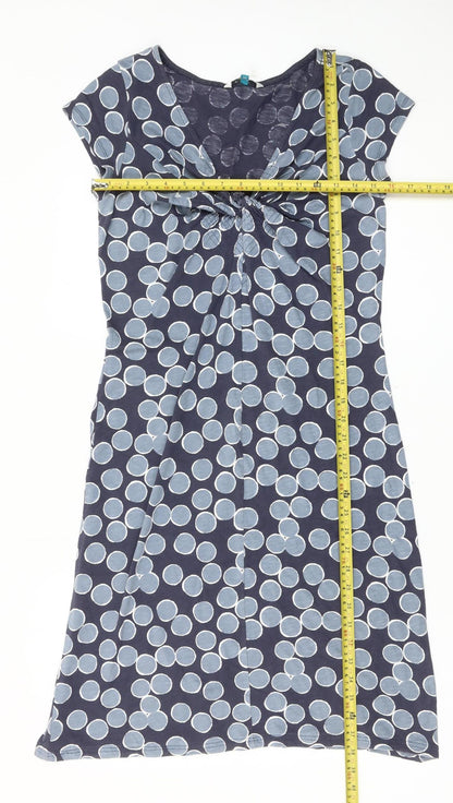 White Stuff Women’s Blue Polka Dot Cotton Shift Dress Size 10 Sleeveless
