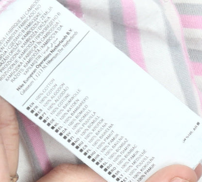 Nike Men's Pink Striped Crew Neck Cotton T-Shirt Size M