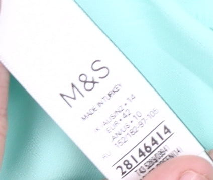 Womens UK Size 14 Marks and Spencer Green Basic Blouse