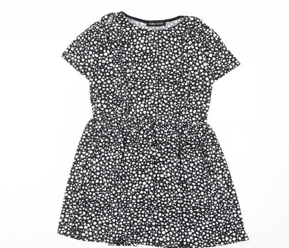 Cameo Rose Women's Black Polka Dot Skater Dress UK 10 Short Sleeve