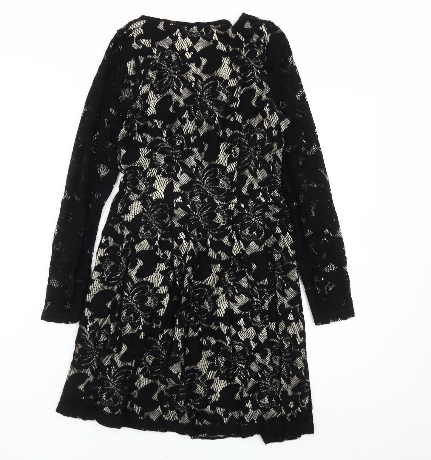 ASOS Women Black Size 8 Floral Lace Skater Party Cocktail Dress