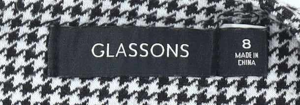 Glassons Women’s Black Houndstooth Pencil Skirt Size 8 Workwear