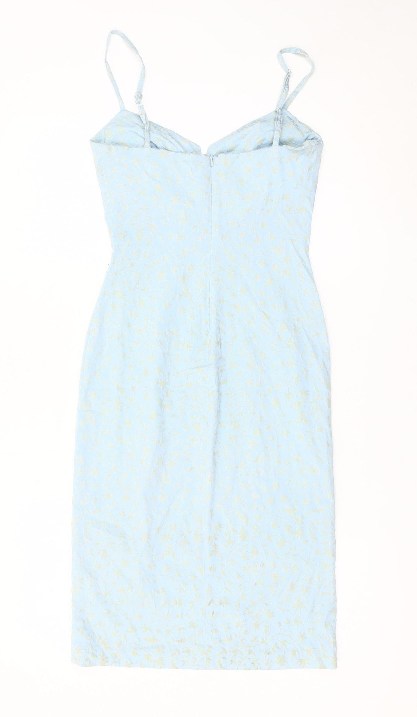 Coast Women’s Blue Floral Bodycon Dress Size 10 Sleeveless Midi