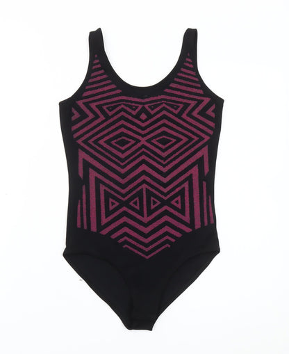 Miss Selfridge Womens Black Glitter Geometric Petite Bodysuit Size 8