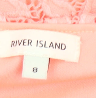 River Island Women Pink Lace Bodycon Dress Size 8 Sleeveless