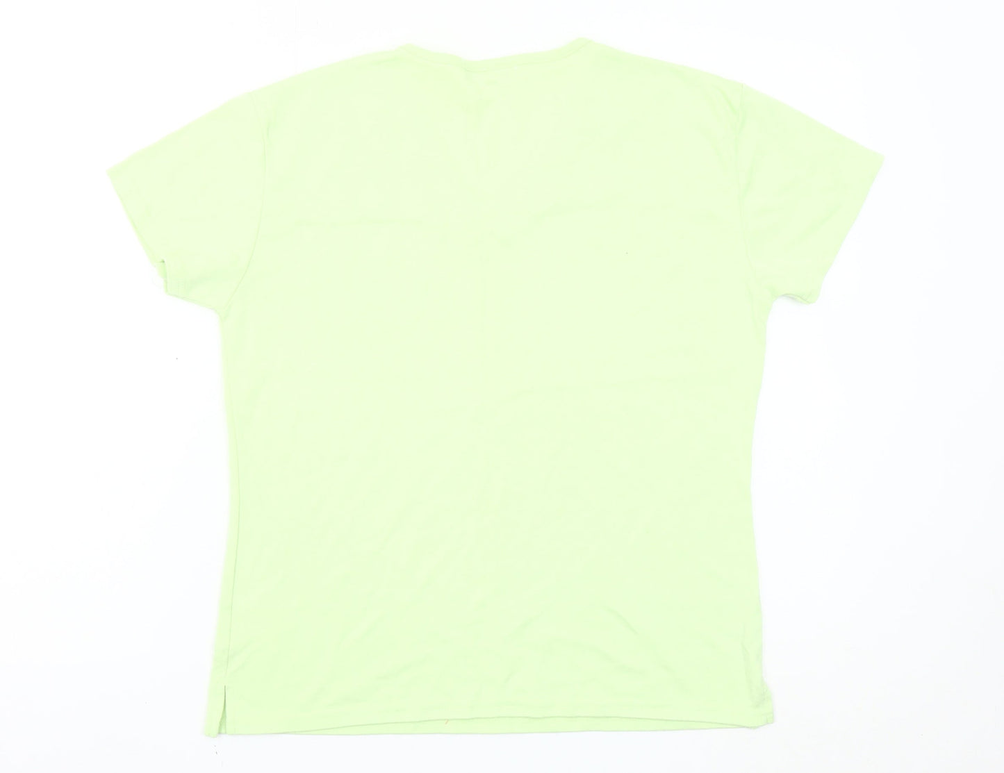 Impact Designer Collection Womens Green Beaded V-Neck Short Sleeve T-Shirt L