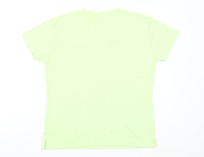 Impact Designer Collection Womens Green Beaded V-Neck Short Sleeve T-Shirt L