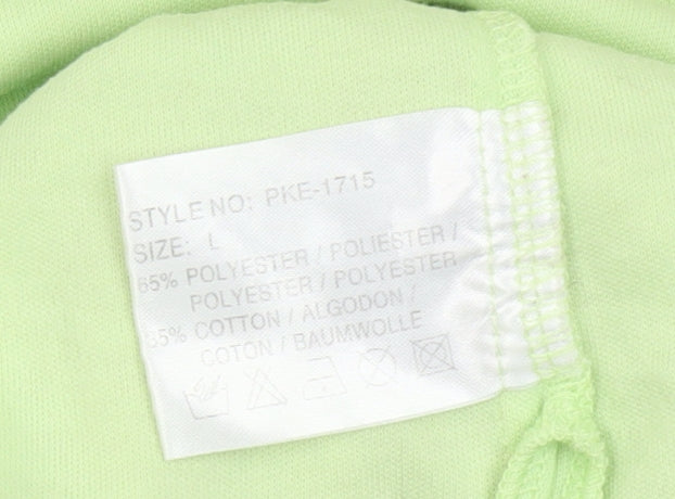 Impact Designer Collection Womens Green Beaded V-Neck Short Sleeve T-Shirt L