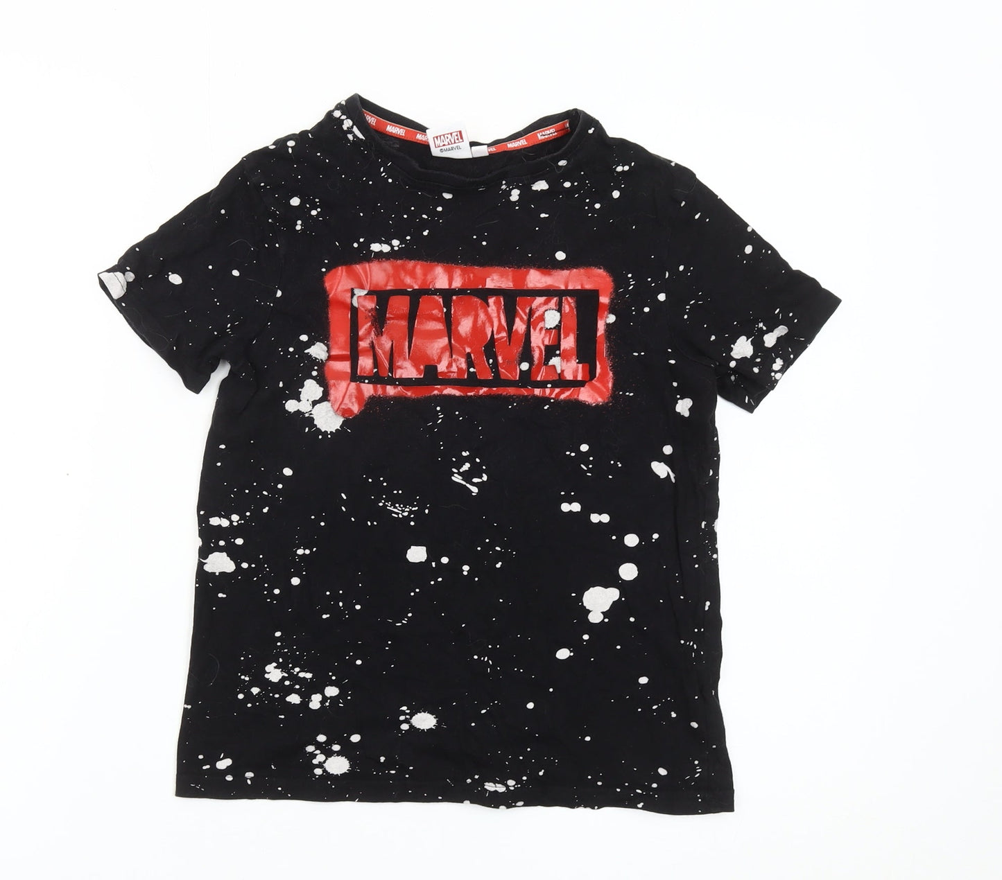 Marvel Boys Black Graphic Logo T-Shirt 9-10 Years Superhero Casual