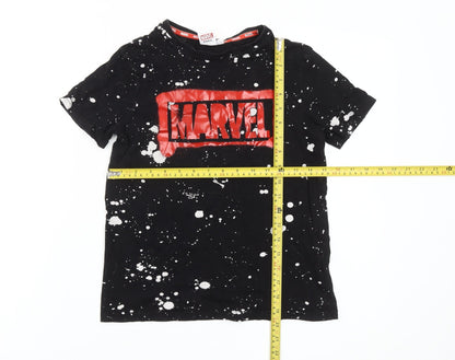 Marvel Boys Black Graphic Logo T-Shirt 9-10 Years Superhero Casual