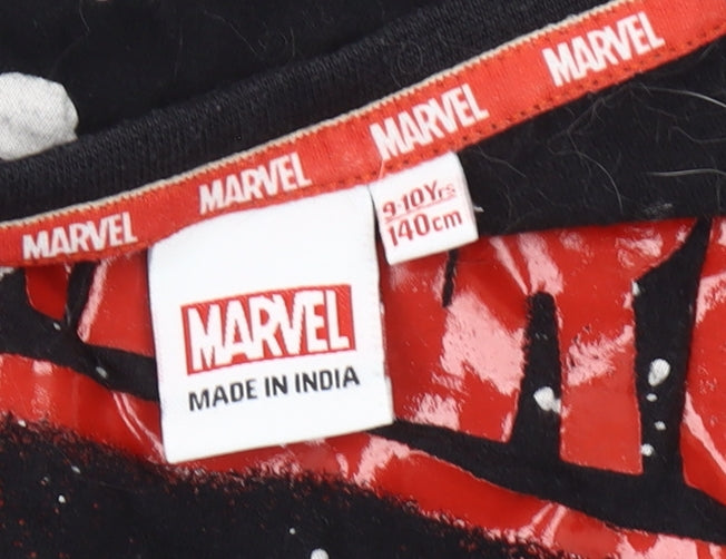 Marvel Boys Black Graphic Logo T-Shirt 9-10 Years Superhero Casual