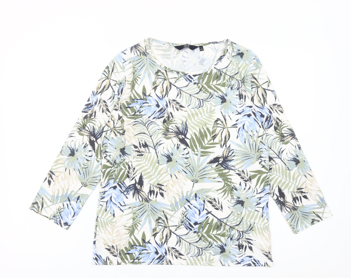 ISLE Collection Women’s Multicolour Floral Top Size 10-12 Scoop Neck Long Sleeve