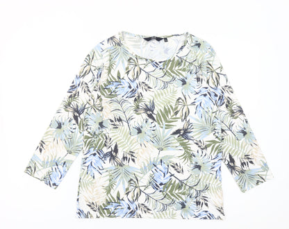 ISLE Collection Women’s Multicolour Floral Top Size 10-12 Scoop Neck Long Sleeve