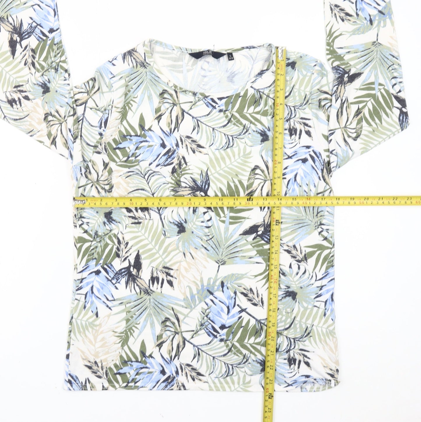 ISLE Collection Women’s Multicolour Floral Top Size 10-12 Scoop Neck Long Sleeve