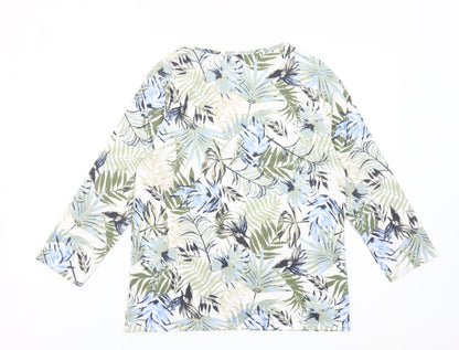 ISLE Collection Women’s Multicolour Floral Top Size 10-12 Scoop Neck Long Sleeve