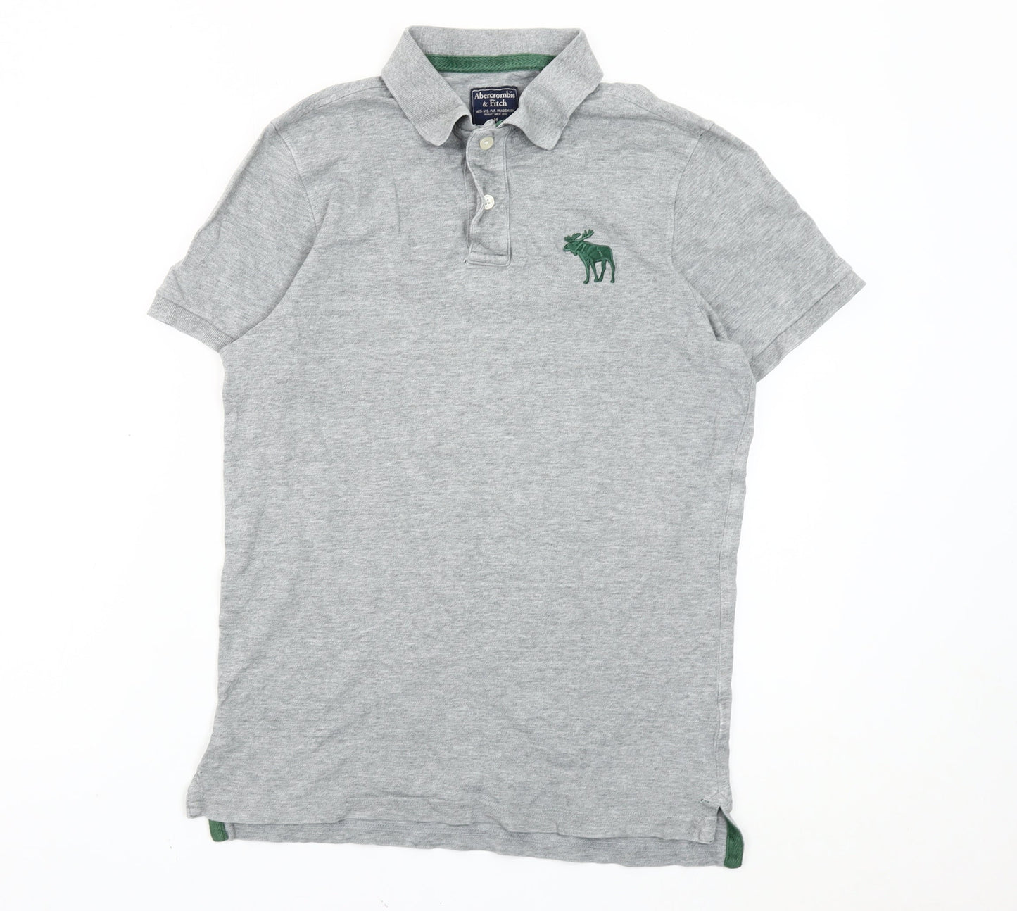 Abercrombie & Fitch Men's Grey Slim Fit Polo Shirt M Short Sleeve