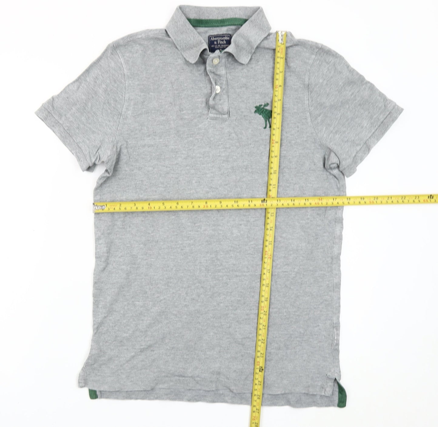 Abercrombie & Fitch Men's Grey Slim Fit Polo Shirt M Short Sleeve