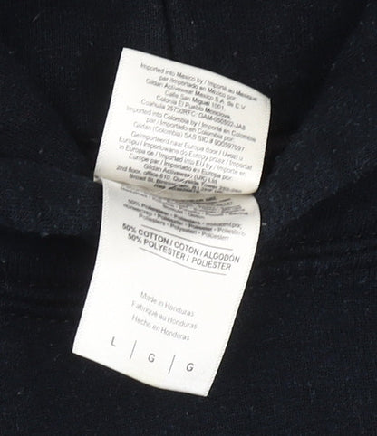 Gildan Women’s Black Hoodie Sweatshirt L Cotton Blend Stone Roses Print