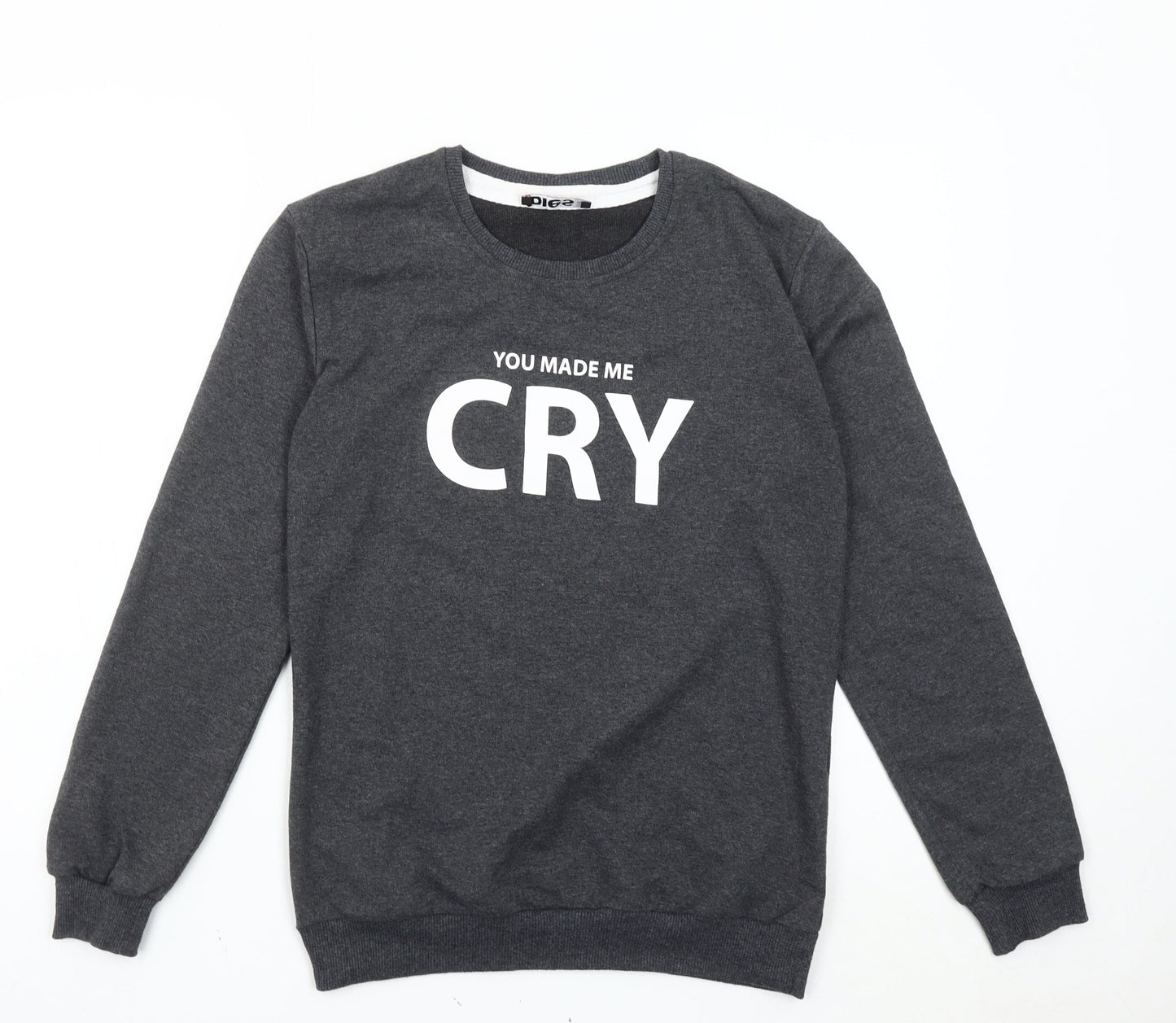 Dies Girls Grey Pullover Sweatshirt L Graphic Print Crew Neck