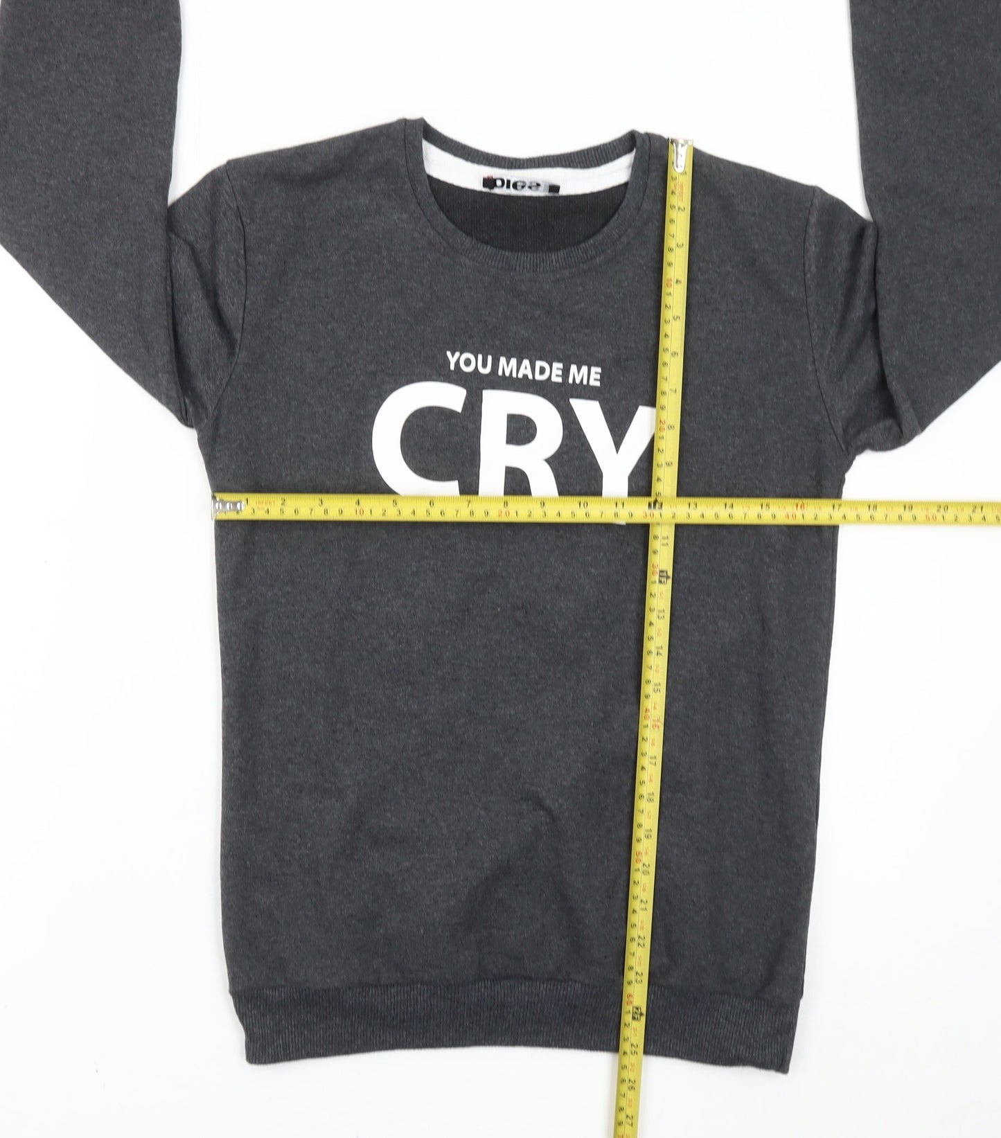 Dies Girls Grey Pullover Sweatshirt L Graphic Print Crew Neck