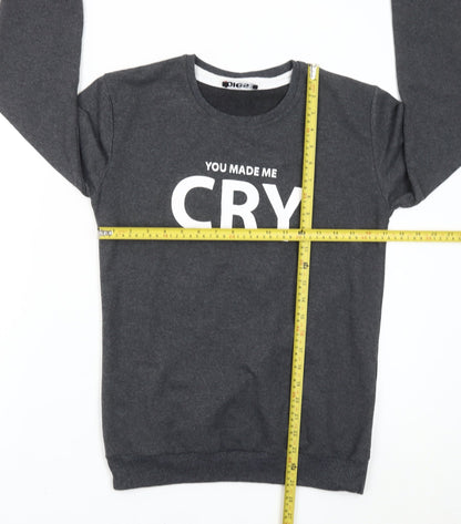 Dies Girls Grey Pullover Sweatshirt L Graphic Print Crew Neck