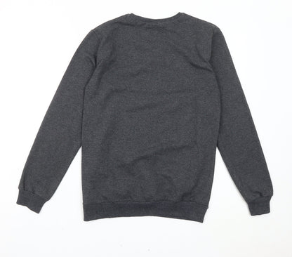 Dies Girls Grey Pullover Sweatshirt L Graphic Print Crew Neck