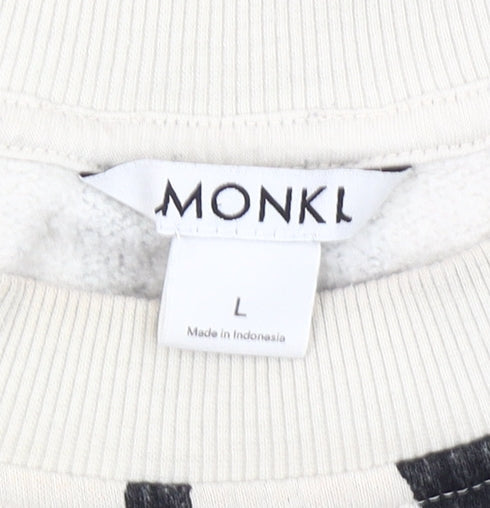 Monki Women’s Black & Ivory Animal Print Sweatshirt L Cotton Blend