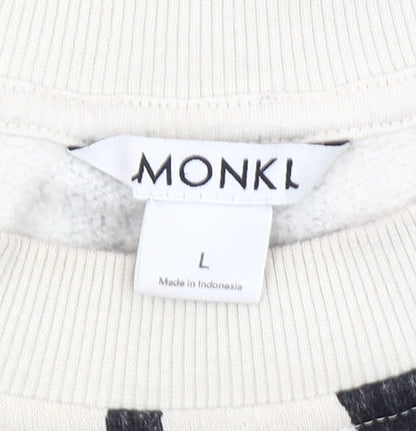 Monki Women’s Black & Ivory Animal Print Sweatshirt L Cotton Blend