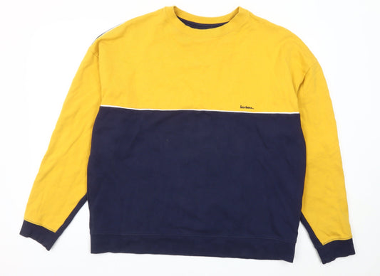 Urban Outfitters Mens Yellow Blue Sweatshirt Medium Crew Neck Pullover