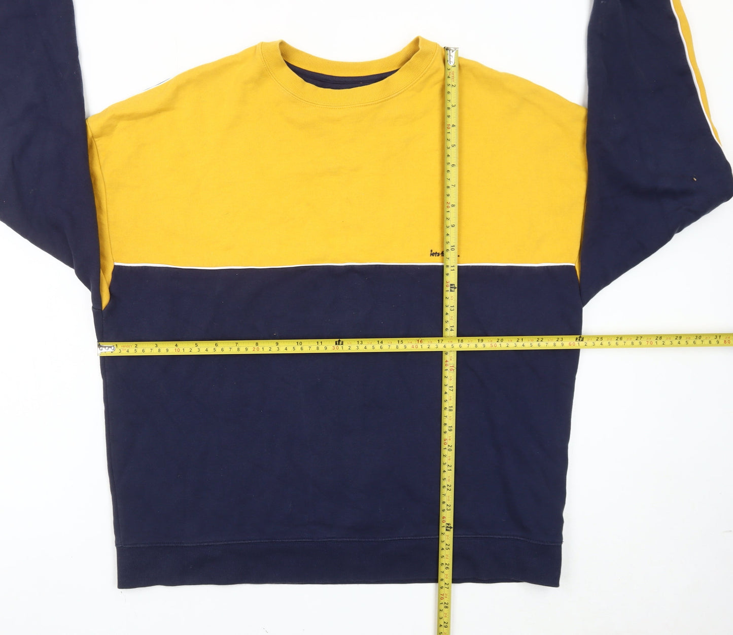 Urban Outfitters Mens Yellow Blue Sweatshirt Medium Crew Neck Pullover