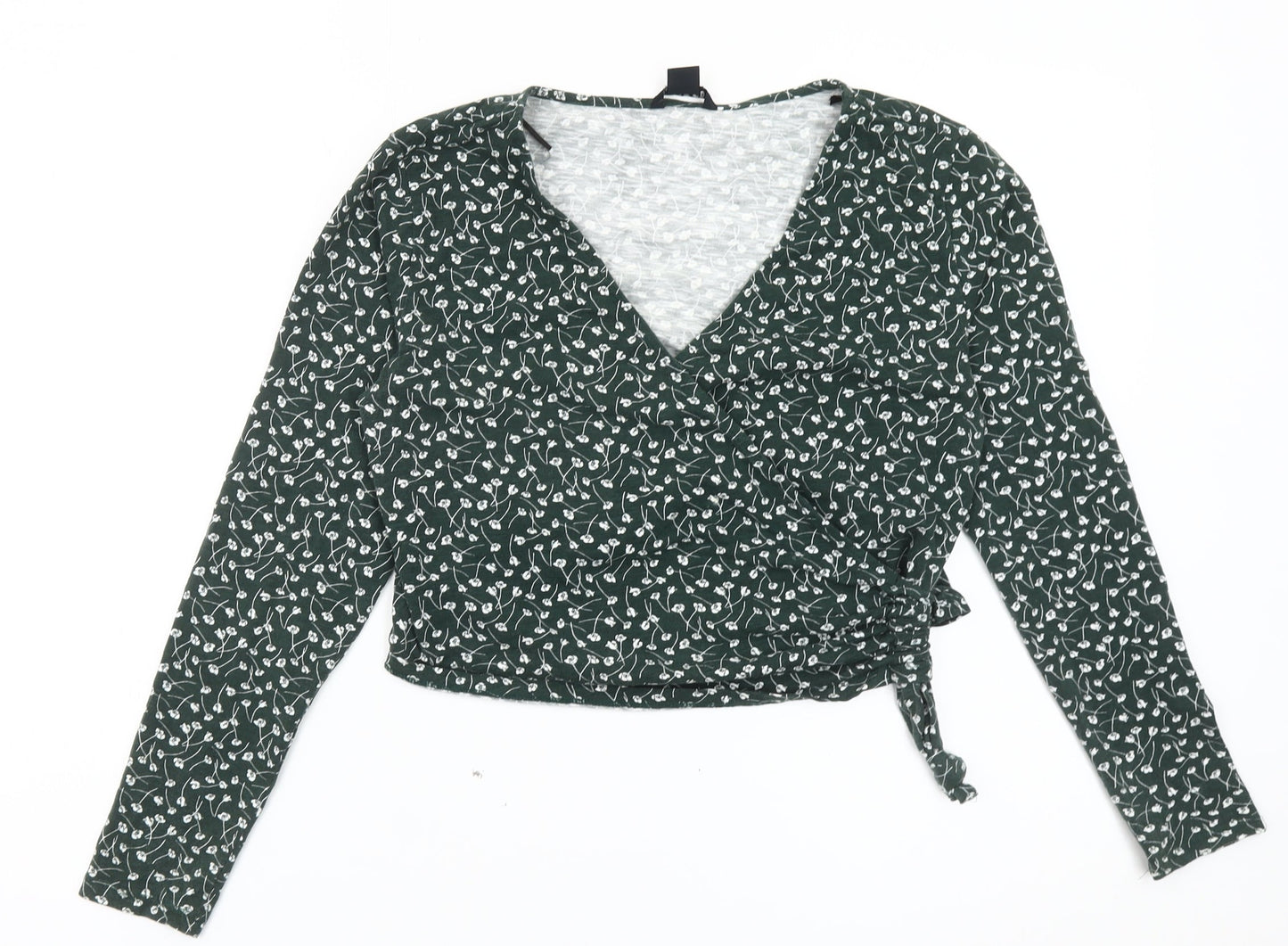 Womens UK Size S Monki Green Wrap Blouse
