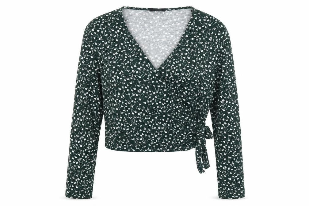 Womens UK Size S Monki Green Wrap Blouse