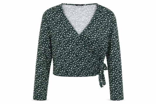 Womens UK Size S Monki Green Wrap Blouse
