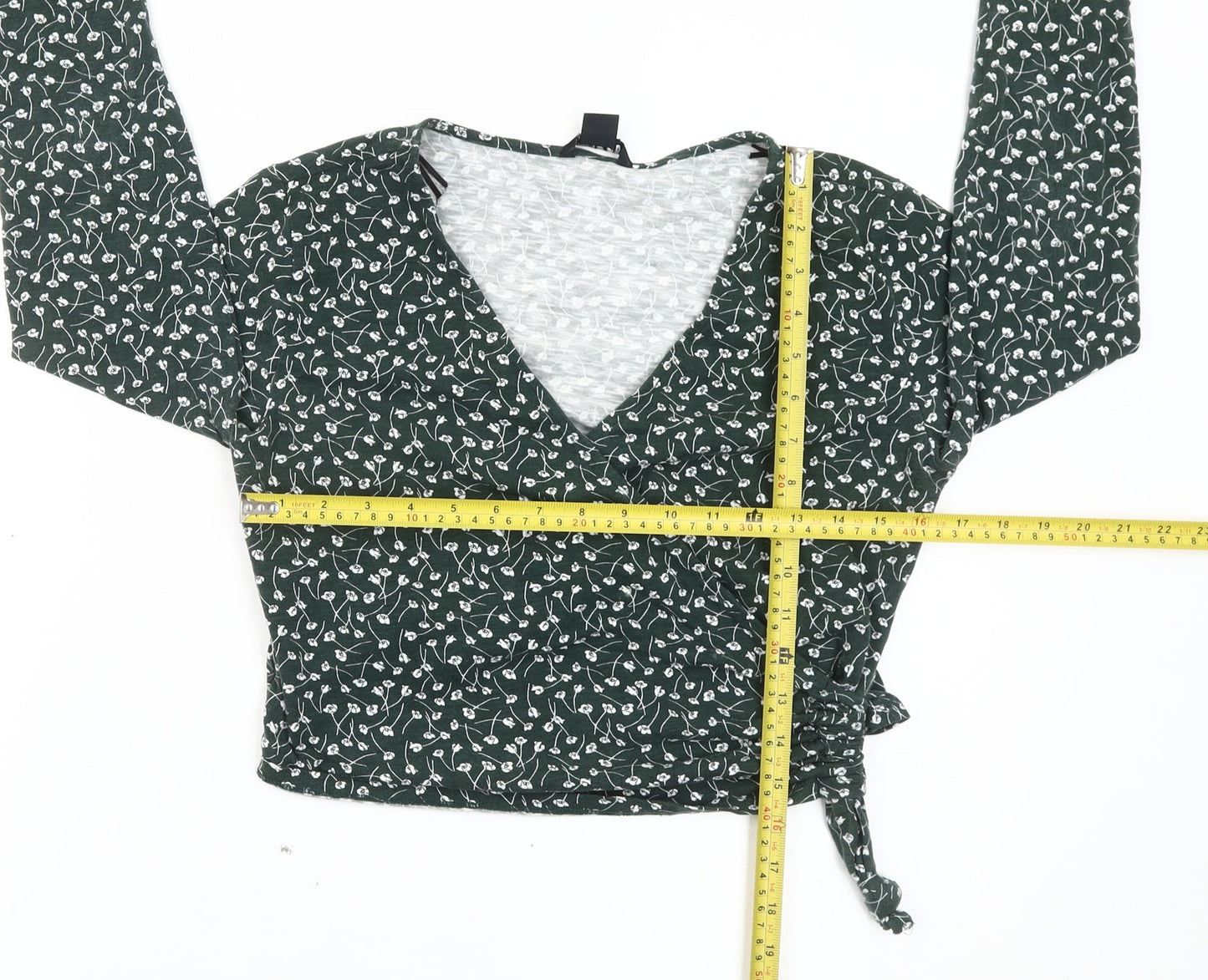 Womens UK Size S Monki Green Wrap Blouse