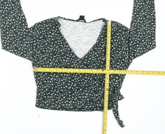 Womens UK Size S Monki Green Wrap Blouse