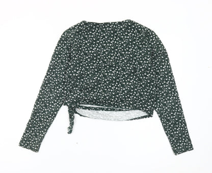 Womens UK Size S Monki Green Wrap Blouse