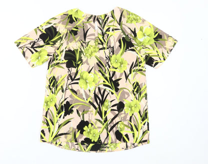 Miss Selfridge Womens Multicoloured Floral Blouse UK 8 Short Sleeve Polyester