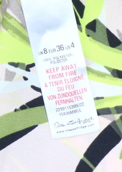 Miss Selfridge Womens Multicoloured Floral Blouse UK 8 Short Sleeve Polyester