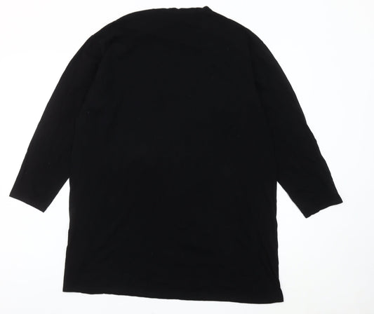 Boohoo Women Black NYC Graphic Long Sleeve Cotton T-Shirt Size 16