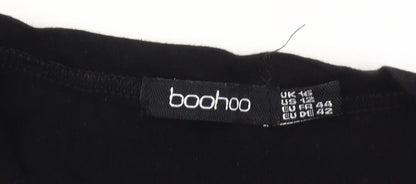 Boohoo Women Black NYC Graphic Long Sleeve Cotton T-Shirt Size 16