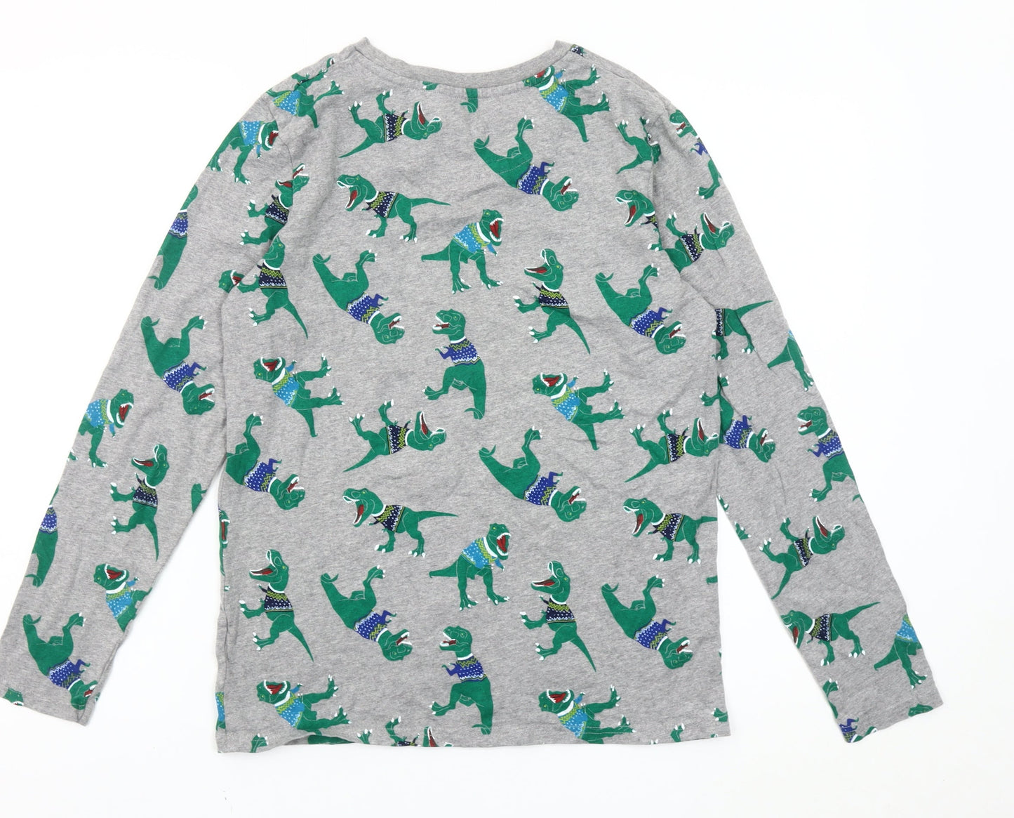 Marks and Spencer Boys Grey Dinosaur Long Sleeve Cotton T-Shirt Age 7