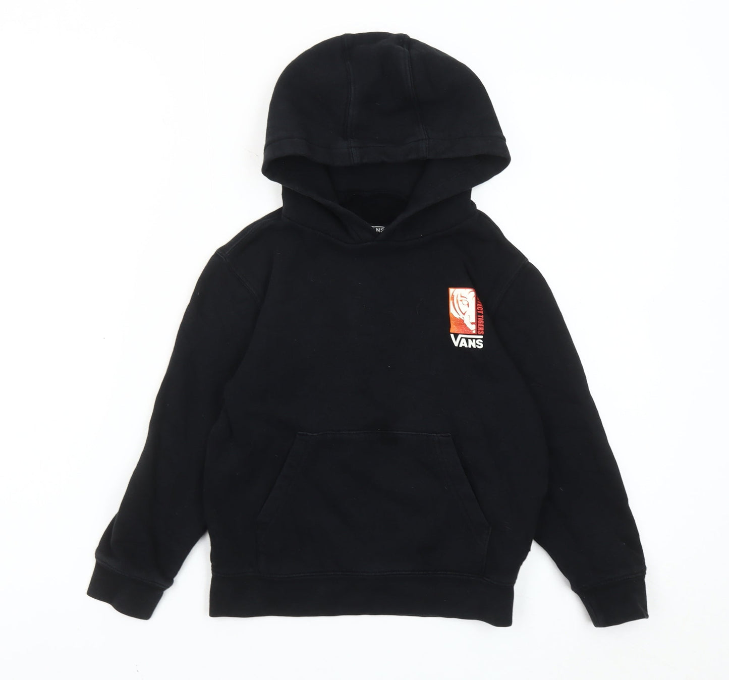 Vans Boys Black Tiger Graphic Hoodie Size 5 Slim Long Sleeve Pullover