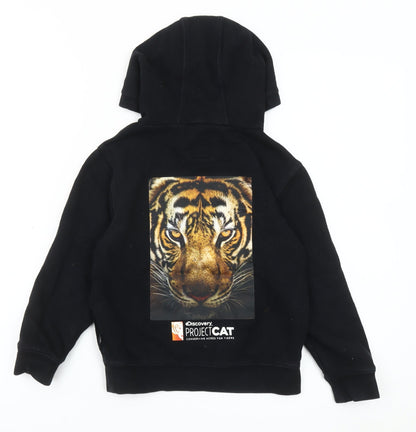 Vans Boys Black Tiger Graphic Hoodie Size 5 Slim Long Sleeve Pullover