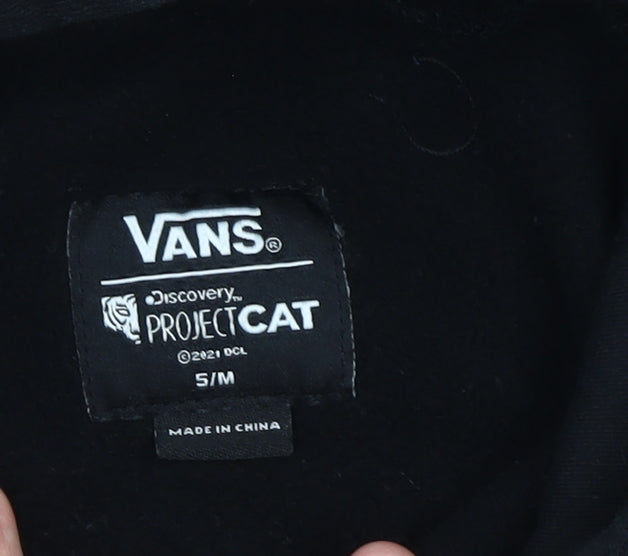 Vans Boys Black Tiger Graphic Hoodie Size 5 Slim Long Sleeve Pullover
